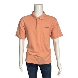 Columbia PFG Mens XL Peach Short Sleeve Performance Fishing Polo Shirt FM8751